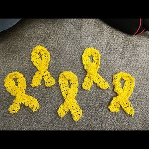 Bundle of 10 Crochet Yellow Cancer Ribbon